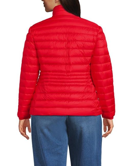 Lands' End Red Wanderweight Ultralight Packable Down Jacket