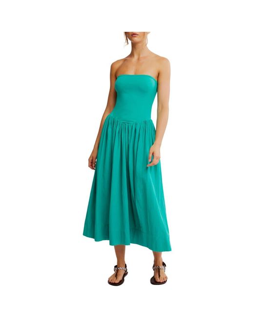 Free People Green Onda Strapless Midi Dress