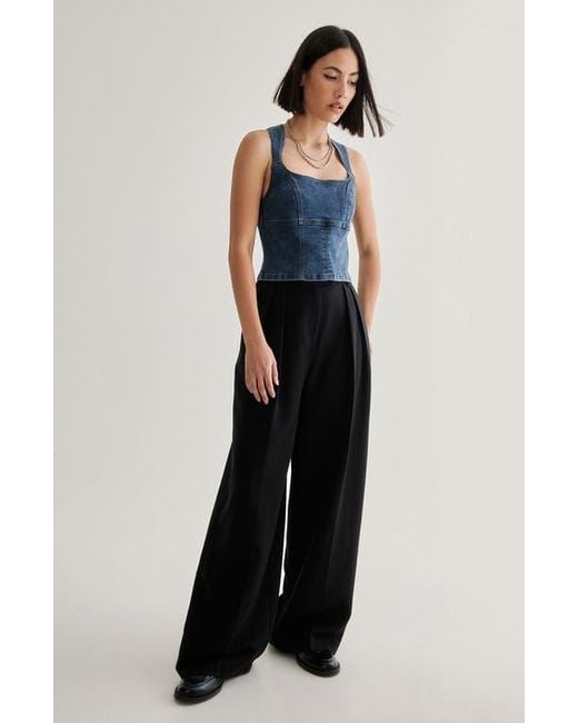 Nasty Gal Blue Lace-Up Back Denim Top
