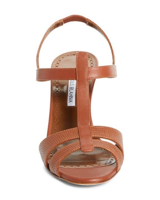 Manolo Blahnik Brown Retauxlo T-Bar Slingback Sandal
