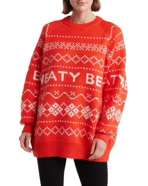 Sweaty Betty Red Fair Isle Sweater