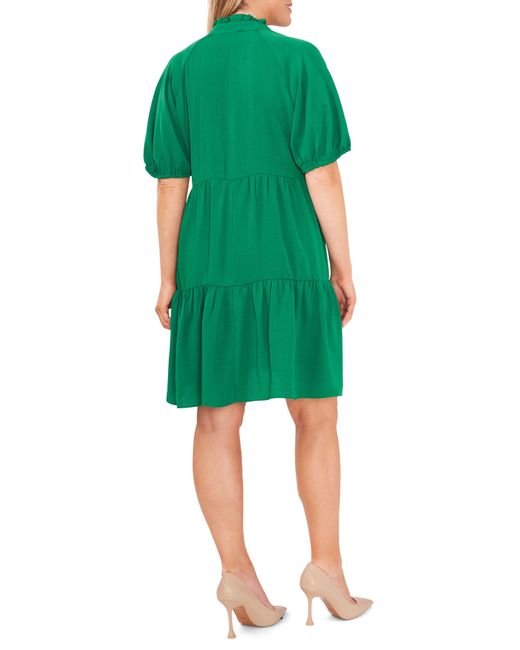 Cece Green Tiered Ruffle Neck Dress