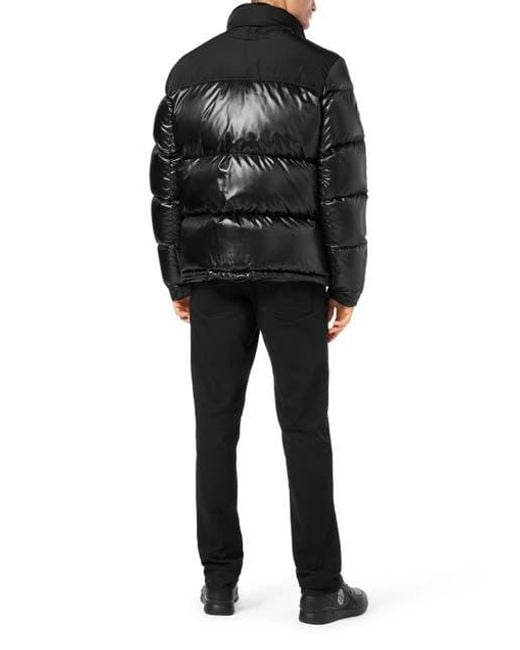 Billionaire Black Nylon Down Jacket Bicolor Crest for men