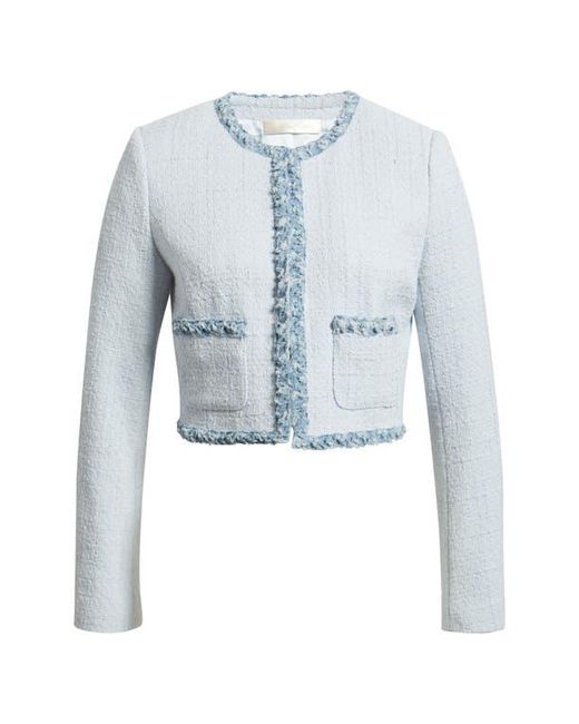 LoveShackFancy Blue Azula Crop Tweed Jacket