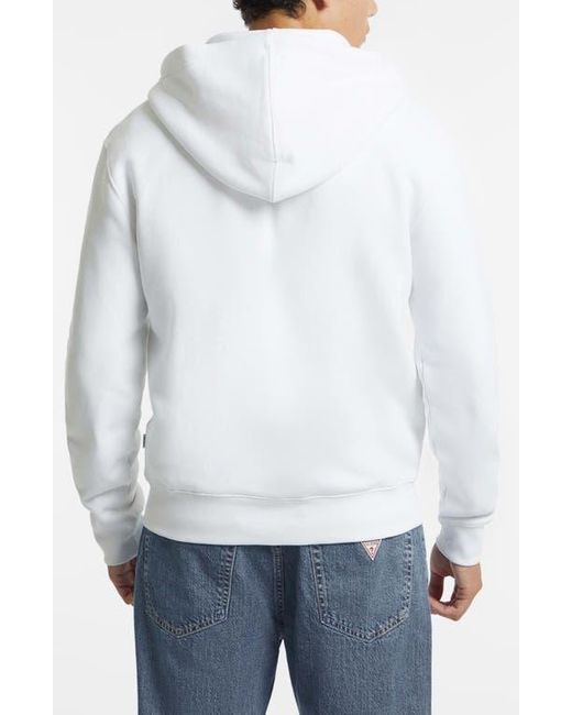 Guess White Mini Triangle Zip Hoodie for men
