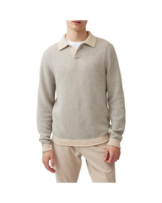 Rodd & Gunn Gray Marlin Cotton & Wool Blend Johnny Collar Sweater for men