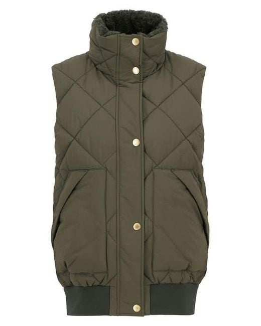 Barbour Green Becky Diamond Quilted Puffer Vest