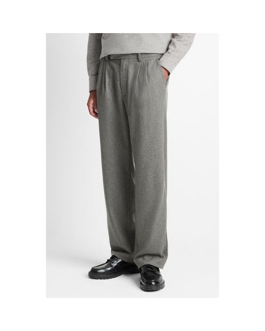 Vince Gray Double Pleated Heathered Wool Blend Flannel Suit Pants for men