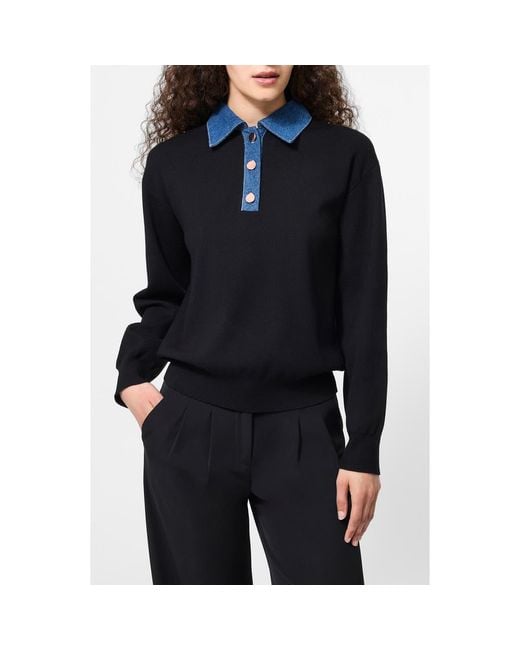 French Connection Black Denim Collar Sweater