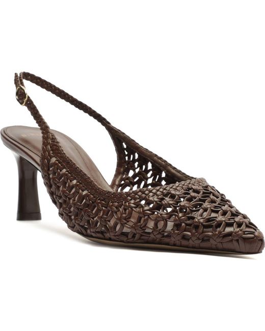 Alexandre Birman Brown Jane Tresse Pointed Toe Slingback Pump