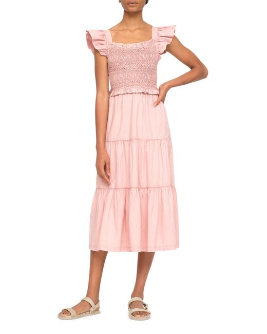 sea smocked sequin midi gown