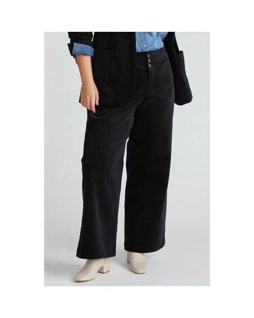 UNIVERSAL STANDARD Black Charlie High Waist Stretch Corduroy Sailor Pants