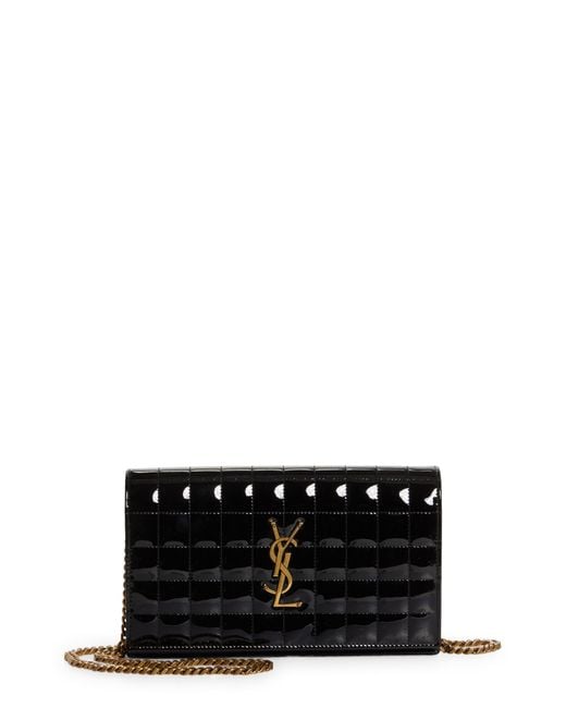 Saint Laurent Cassandre Quilted Patent Leather Envelope Wallet On A