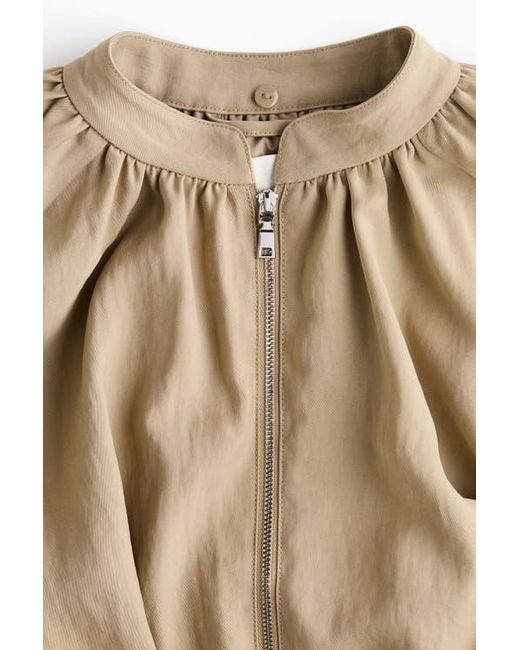 H&M Natural Bubble-Hem Jacket With Scarf