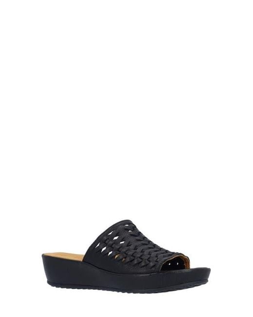 L'amour Des Pieds Black Cyra Platform Wedge Slide Sandal