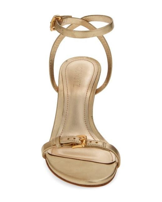 SCHUTZ SHOES Metallic Aurora Mid Ankle Strap Sandal