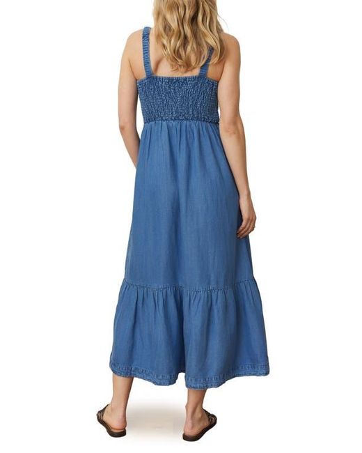 Marine Layer Blue Selene Smocked Sleeveless Maxi Dress