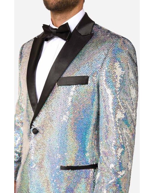 Opposuits Gray Holographic Sequins Dinner Jacket for men