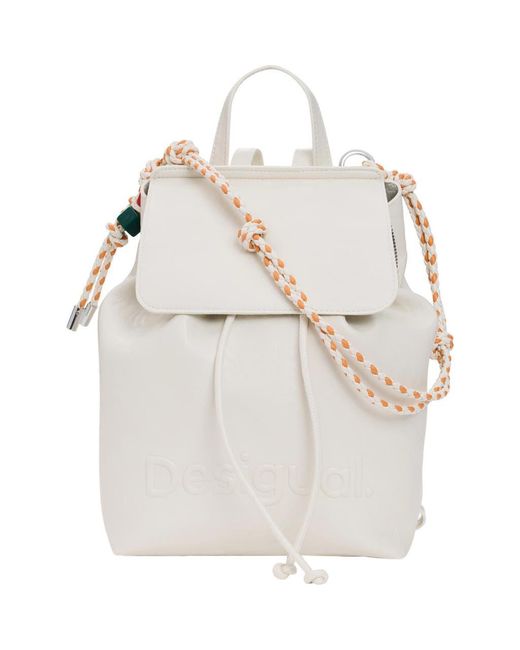 Desigual White Mini Logo Embossed Convertible Backpack