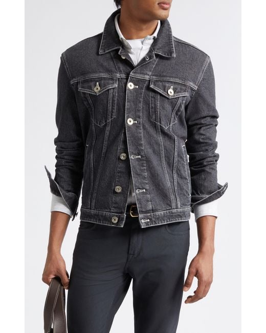 Eleventy Black Stretch Denim Jacket for men