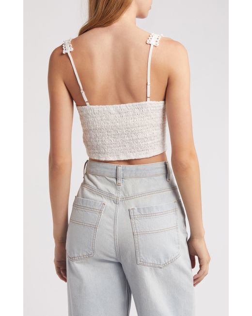 All In Favor White Embroidered Cotton Eyelet Crop Camisole In At Nordstrom, Size X-large