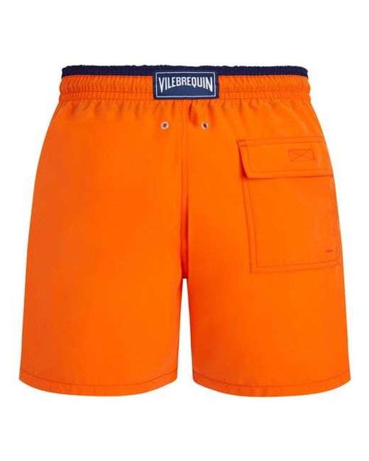 Vilebrequin Orange Solid Bicolor Swim Shorts for men