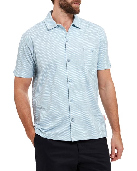 SealSkinz Blue Walsoken Short Sleeve Knit Button-up Shirt for men