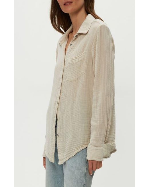 Michael Stars Natural Ernie Cotton Gauze Button-Up Shirt