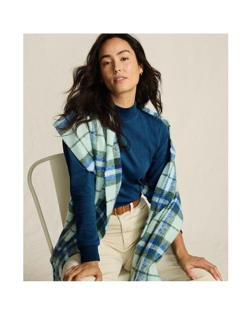 Lands' End Blue Relaxed Cotton Long Sleeve Mock Turtleneck