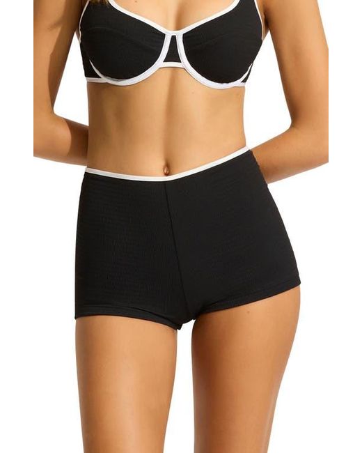 Seafolly Black Beach Bound Boyleg Swim Shorts