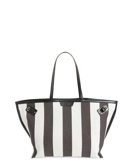 Proenza Schouler Black Days Caryall Stripe Canvas Tote