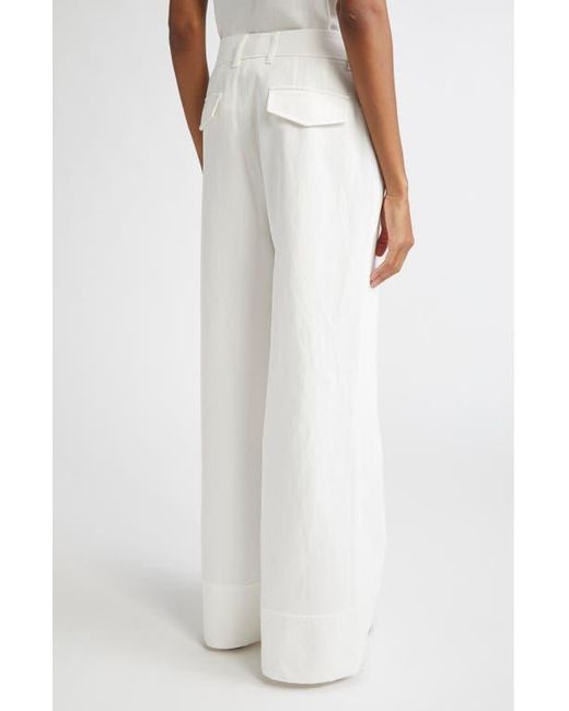 Lafayette 148 New York White Charles Cotton & Linen Wide Leg Pants