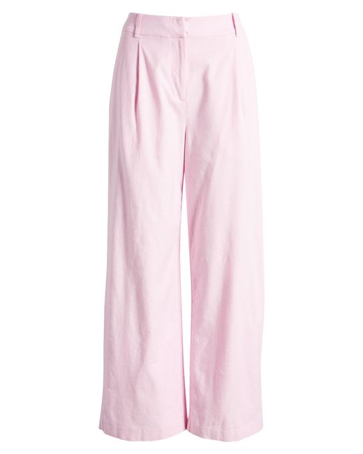 Open Edit Pink Wide Leg Linen Blend Pants
