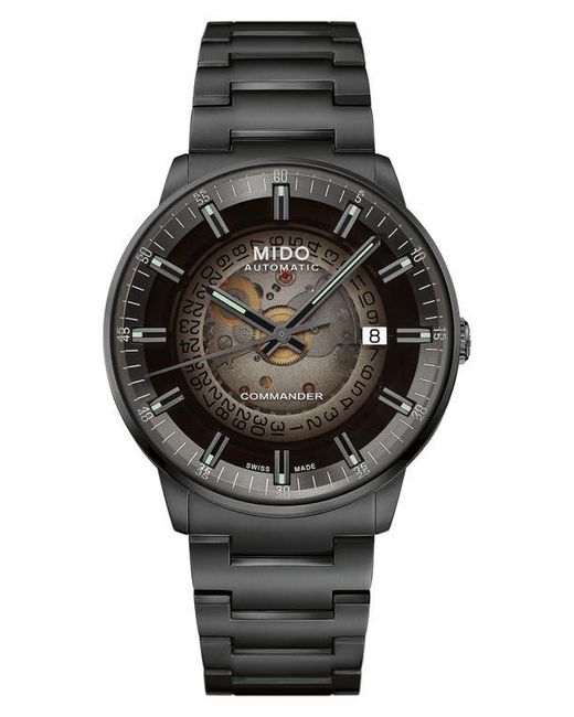 MIDO Black Commander Gradient Skeletal Automatic Bracelet Watch, 40Mm for men