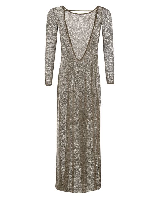 ViX Gray Lexia Long Sleeve Mesh Cover-up Dress