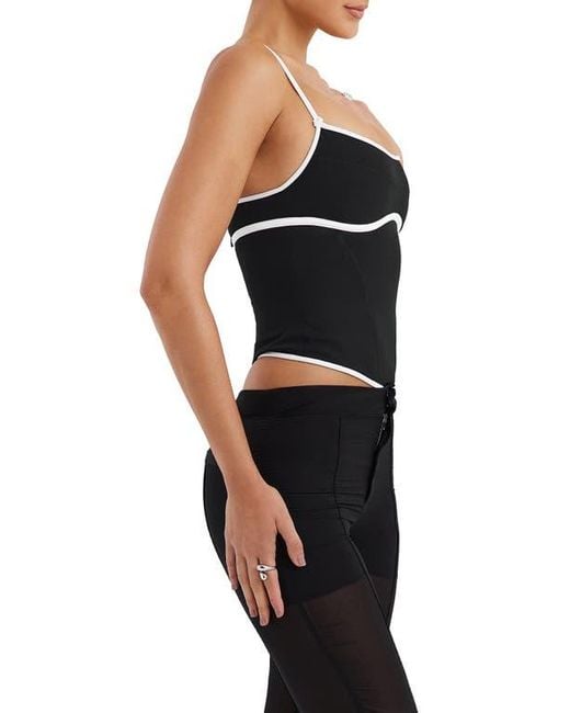 Mistress Rocks Black Contrast Trim Corset Top