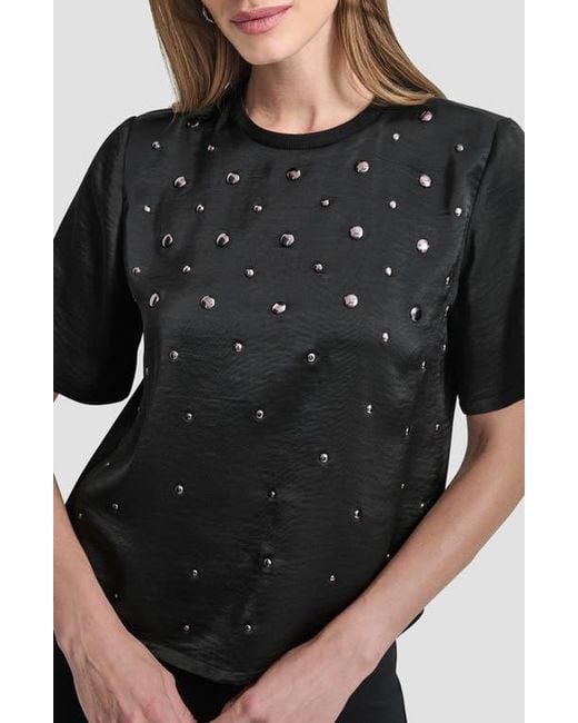 DKNY Black Studded Boxy Top