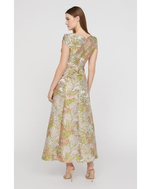 JS Collections Natural Ruthanne Metallic Floral Jacquard Gown