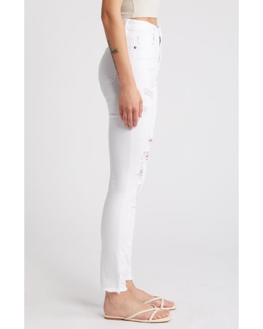 Hidden Jeans White Distressed High Waist Ankle Skinny Jeans