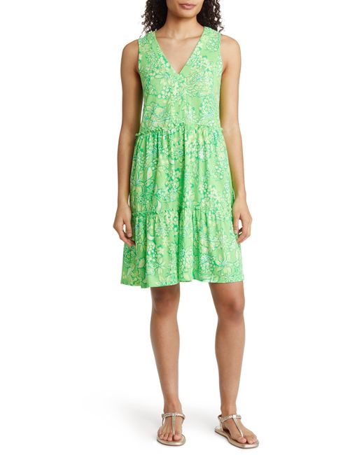 Lilly Pulitzer Lorina Floral Vneck Aline Cotton Dress in Green Lyst
