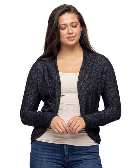 24seven Comfort Apparel Women's Blue Curved Hem Open Front Long