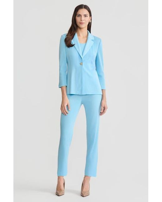 Ming Wang Blue Tailored Single-Button Knit Jacket