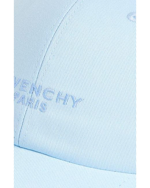 Givenchy Blue Embroidered Logo Adjustable Baseball Cap for men