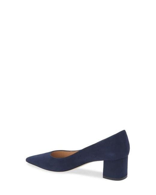 Stuart Weitzman Blue Stuart Power 50 Block Heel Pump