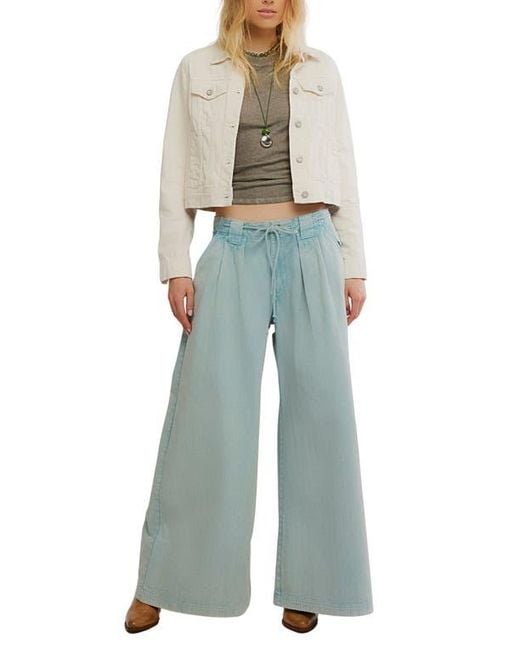 Free People Blue Julien Wide Leg Chino Pants