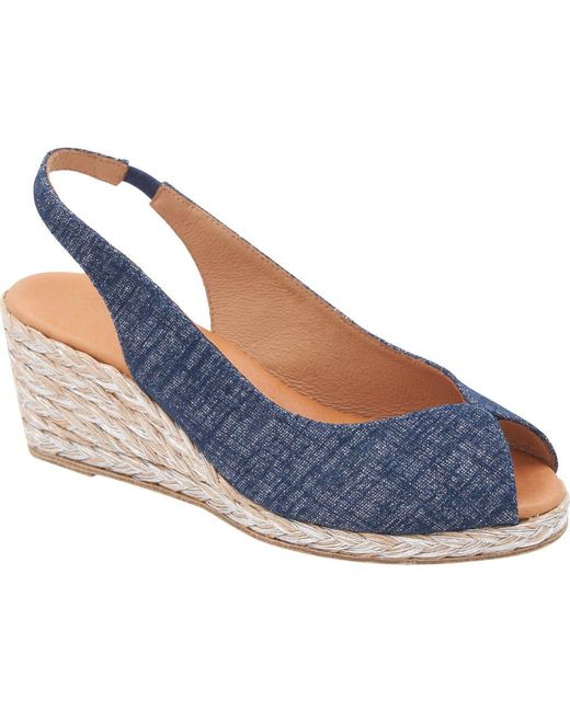 Andre Assous Blue Audrey Espadrille Wedge Sandal