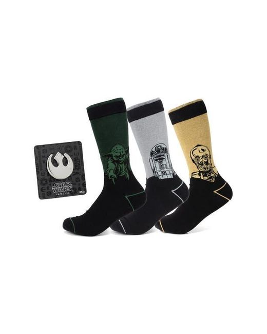 Cufflinks Inc. Black Droid & Sage Mod 3-Pack Socks & Lapel Pin Set for men