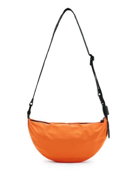 AllSaints Orange Half Moon Recycled Polyester Crossbody Bag