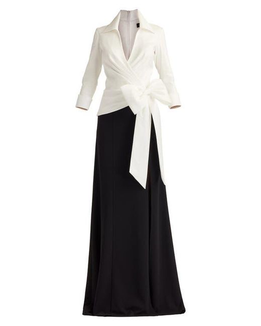 Tadashi Shoji Black Oversize Bow Sheath Gown
