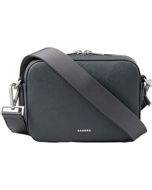 Sandro Gray Small Reconstituted Leather Bag for men